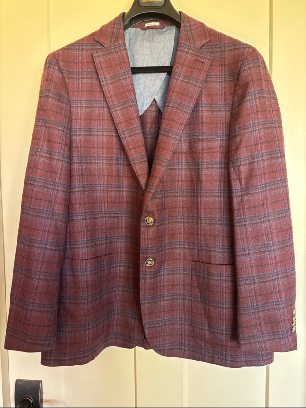 Peter Millar Red Plaid Sport Coat with Blue Windowpane